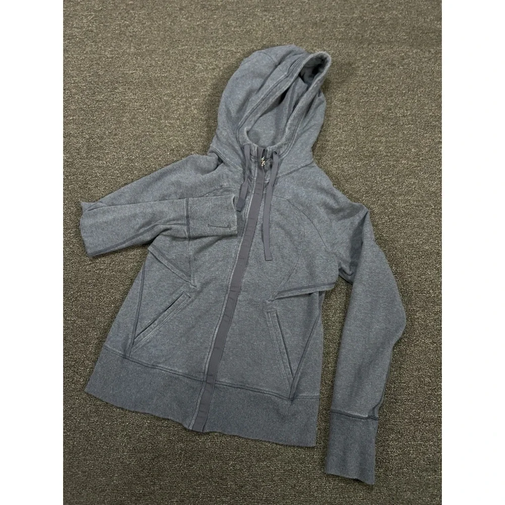 Lululemon Full Zip Scuba Hoodie‎ Women's 10 Blue Nylon Stretch Athleisure Jacket